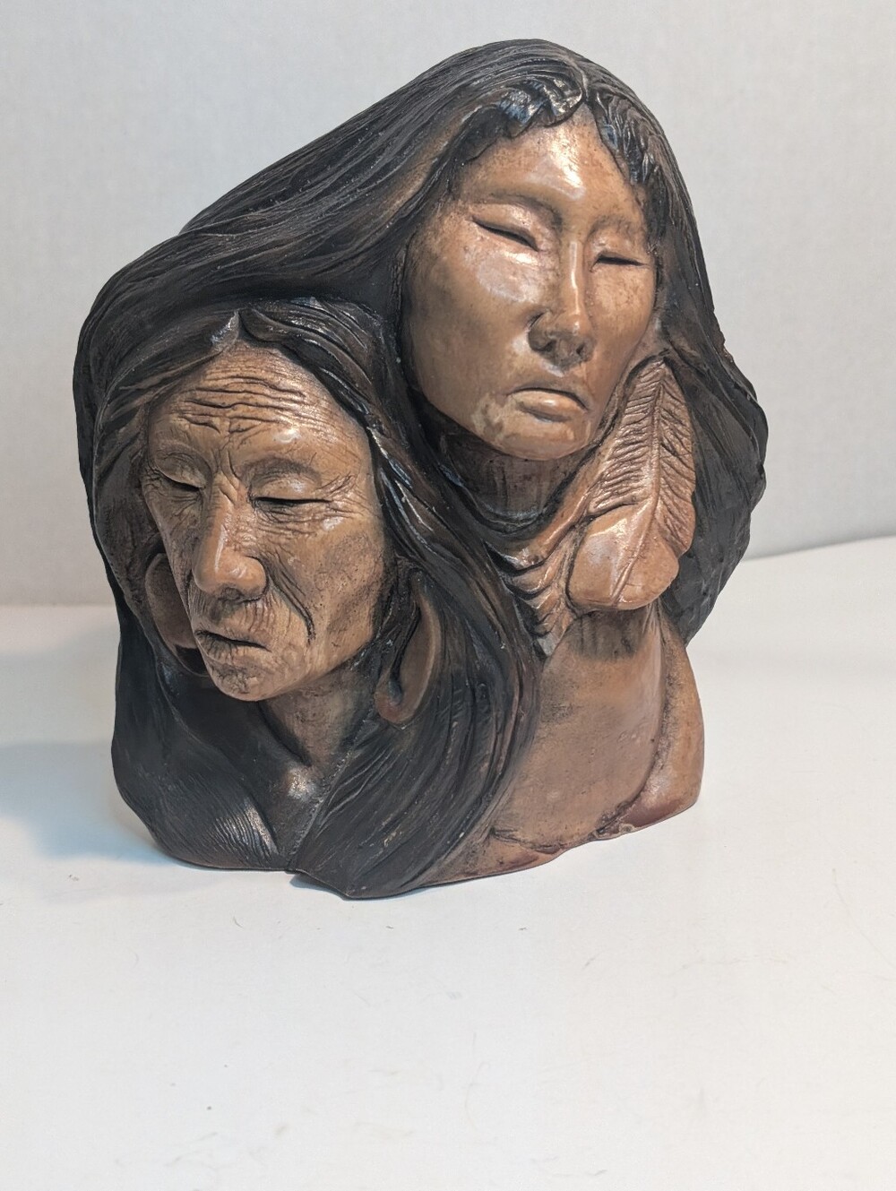 THOMAS B. MARACLE "TOGETHER IN LOVE" SCULPTURE CARVING NATIVE AMERICAN